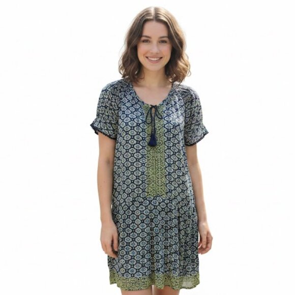 By Anthropologie Tops - Anthropologie Blue Geometric  Sikka Romper By Phylis Taylor size Medium